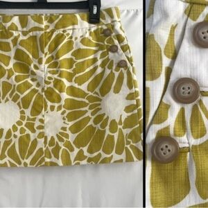 J. Crew Olive and White Floral Mini Skirt